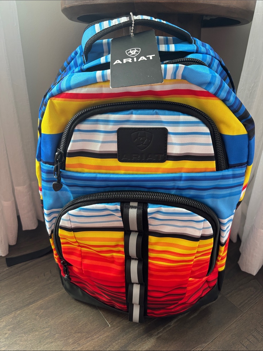 Ariat, Unisex Backpack,Multicolor Serape laptop padded,3 zip,mesh side pockets